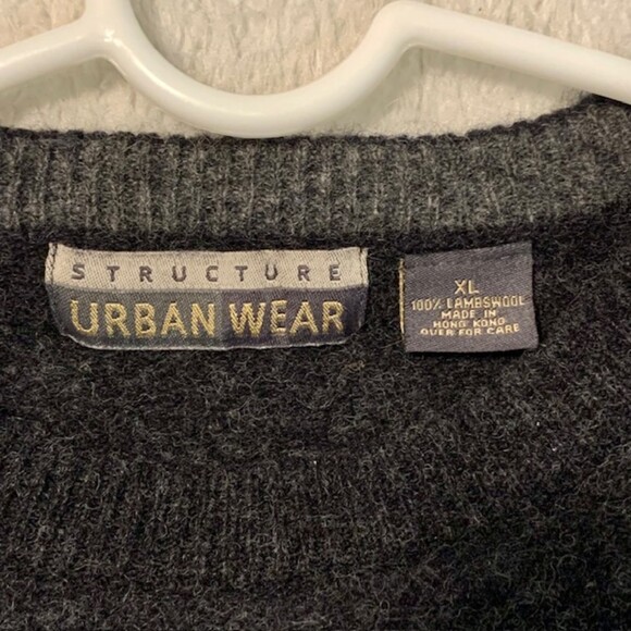 Structure Urban Wear Mens Charcoal Gray 100% Lambswool Knit Sweater Actual Sz M - Picture 5 of 8
